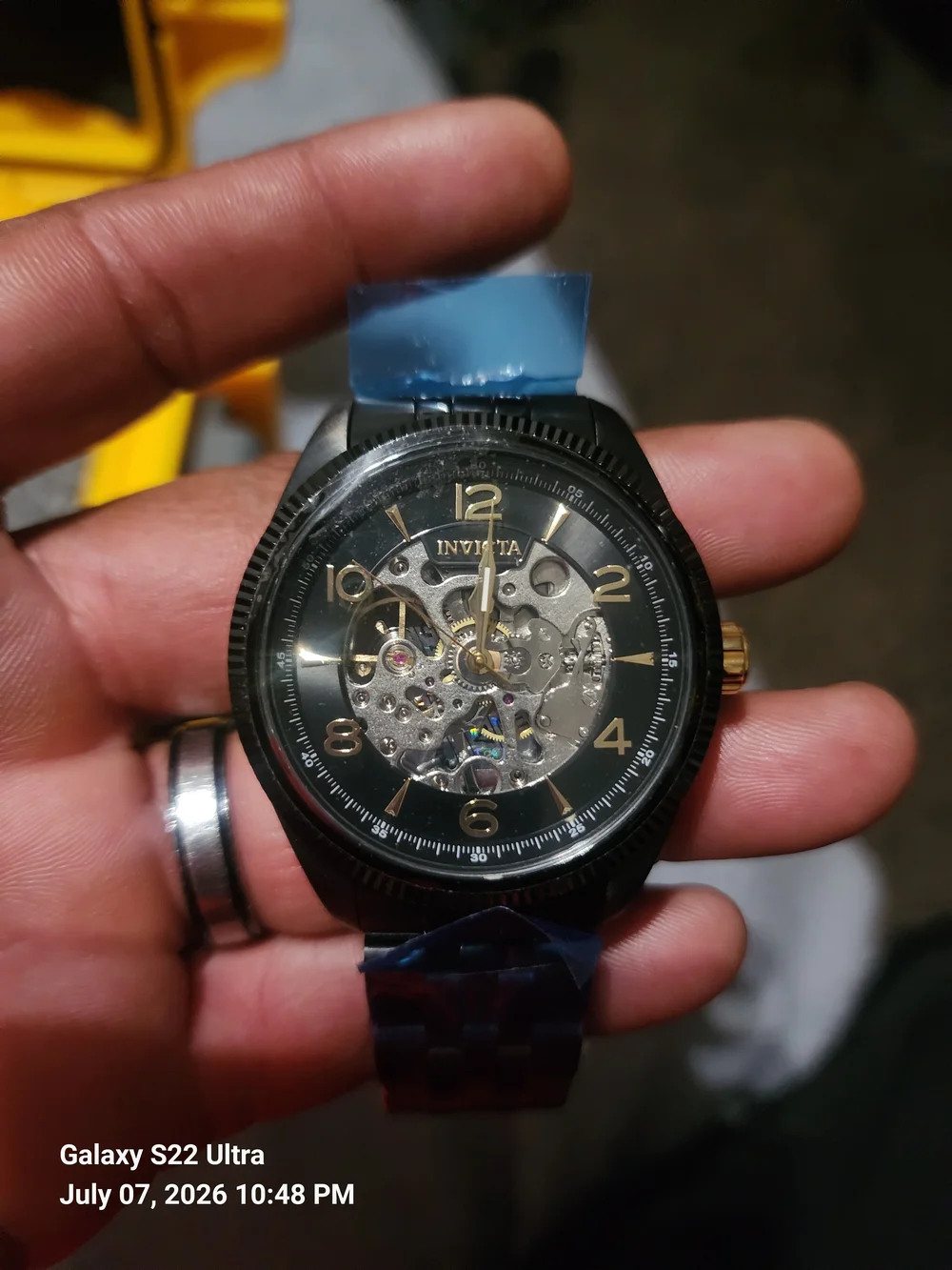 Invicta Skeleton Dial Men's Watch in Black and Gold Automatic 42mm